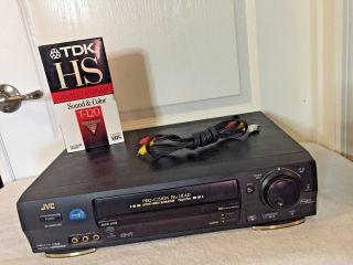 Jvc 4head Hi - Fi Vcr Vhs Model No.  Hr - Vp676u W/ Av Cord And Vhs Tape