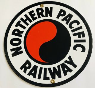 Northern Pacific Railway Porcelain / Metal Sign 10” Railroad