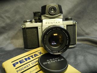 Vintage Pentax H1a 35mm Slr Camera,  Exposure Meter Takumar 1:2 55mm Lens