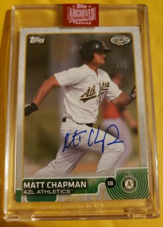 2019 Topps Archives Signature Series Auto Matt Chapman 1/1 Oakland Athletics