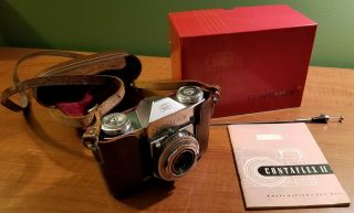 Vintage Zeiss Ikon Contaflex Ii 35 Mm Camera W/ Case Box Instructions