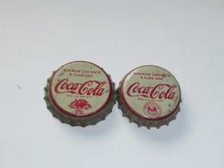 Vintage Coca Cola Two Us State Tax Paid Cork Cap Crown Tappi Chapa