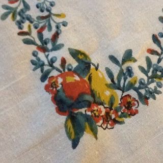 VNTG Colorful Floral & Autumn Cornucopia Print Cotton Tablecloth,  60 X 80 