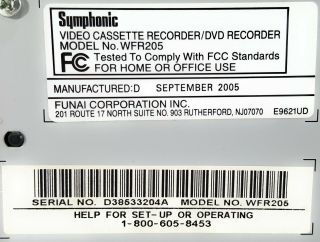 Symphonic WFR205 VCR DVD Recorder Combo Dubbing 3