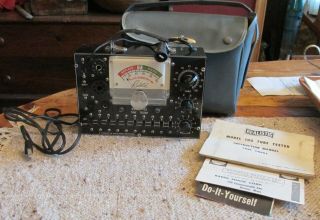 Vintage Realistic Model 105 Tube Tester Radio Shack Chart Carry Case