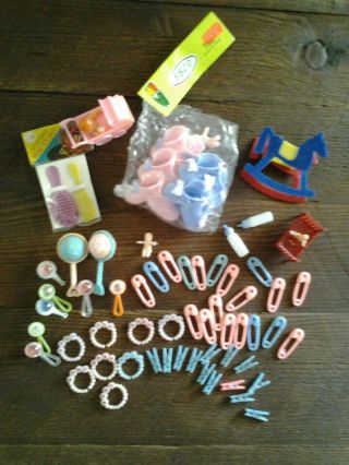 Vintage Baby Shower Party Buggy Pins Bottles Rattles,  Crafts.  Decorations