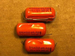 3 Nos Vintage Sprague Orange Drop.  22 Uf 600v Capacitors 6ps Guitar Amp Tone Cap
