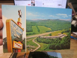 Vintage Old Kentucky Postcard Corbin Holiday Inn Hotel Motel Sign Mountaintop
