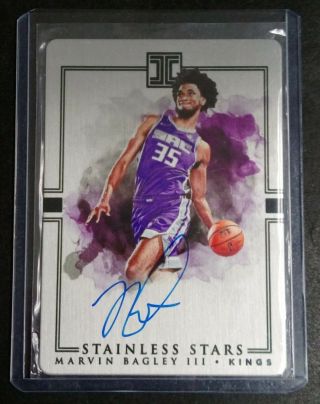 2018 - 19 Impeccable Marvin Bagley Iii Stainless Stars Metal Rookie Auto D 84/99