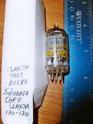 Strong Sylvania Long Gray Plate O Getter 12ax7a / Ecc83 / 7025 Tube - 130/130