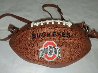 Ohio State Buckeyes Osu Football Shaped Purse / Cross Body Shoulder Bag