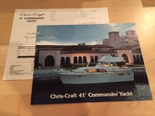 Chris Craft Commander 41 Yacht Boat Brochure And Specification Package - 1977
