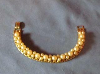 Vintage Gold - Tone Metal Faux Pearl Bracelet