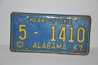 1967 Alabama License Plate 5 - 1410 Baldwin County Car Man Cave Chevy Ford Yom