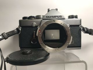 Vintage Olympus Om - 1 Black & Chrome Slr Film Camera / Body Only