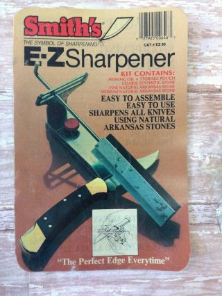 Vintage Smith ' s E - Z Sharp Knife Sharpening Kit Angle Guide Deer Fish Sharpening 3