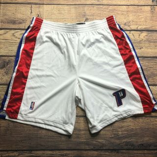 Adidas Nba Authentics Detroit Pistons Team Issued Pro Cut Shorts White 48,  2