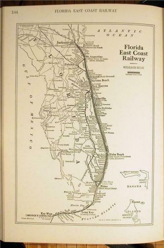 1930 Florida East Coast Railroad Fec Rr System Map