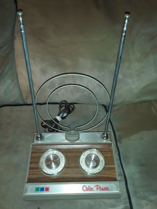 Vintage Retro Color Television Rabbit Ear Antenna - Directional Uhf Vhf Tv