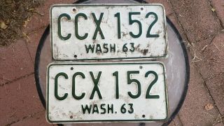 1963 Washington License Plate Ccx152 Vintage Pair