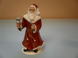 Vintage Ceramic Mold Hand Painted Old World Christmas Santa Figurine Pipe 9 "