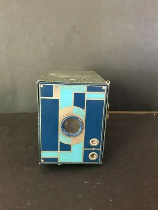 Kodak No.  2 Beau Brownie Art Deco Box Camera Blue