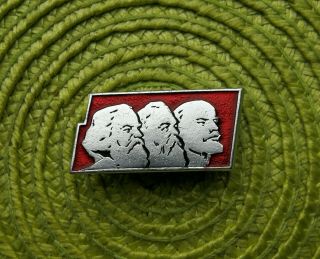 Ussr Russian Leader Lenin,  Karl Marx,  Engels Soviet Propaganda Vtg Pin Badge