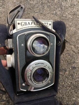 Vintage Graflex 22 Tlr 200 Twin Lens Reflex Camera,  85mm F/3.  5 Lens,  W Case