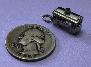Vintage Sterling Silver SAN FRANCISCO Cable Car Charm w/ Glass Light JEWELRY 3 - D 2