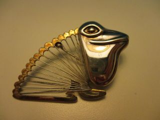 Vintage Frog Fan Brooch Or Pendant Gold & Silver Tones