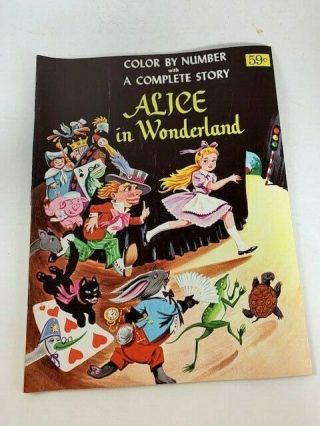 Vintage Alice In Wonderland Complete Story Color By Number Coloring Book
