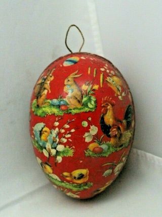 Vintage Hand Crafted Paper Mache Easter Egg Trinket Box Germany 5 "