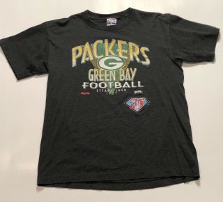 Vintage Green Bay Packer T Shirt Trench Ultra Brand Single Stitch Xl Usa ‘94 Nfl