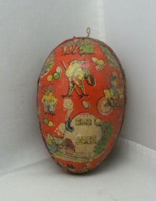Vintage Hand Crafted Paper Mache Easter Egg Trinket Box Germany 5 3/8 "