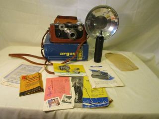 Argus C3 Camera With Flash Box & Manuals,  The Entire Set Looks Good