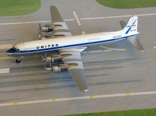 United Airlines Dc - 7 N6346c Cargoliner 1/400 Scale Airplane Model Aeroclassics