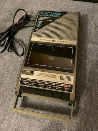 Ge 3 - 5159b Ac/dc Portable Cassette Recorder With Digital Tape Counter