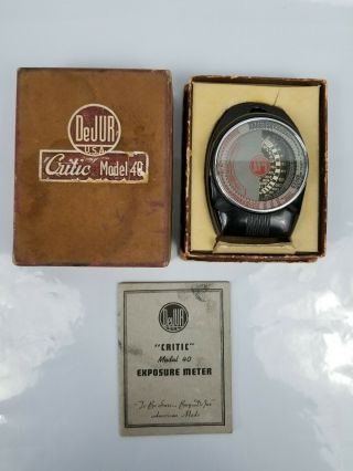 Vintage Dejur Usa Critic Model 40 Exposure Meter W Box