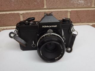 Vintage Nikon Nikkomat Ft2 35mm Camera W/ Black Body And 50mm Lens