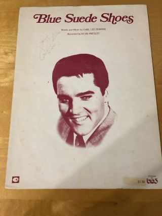 Vintage Elvis Presley " Blue Suede Shoes " Sheet Music By Big3 Music Autographed