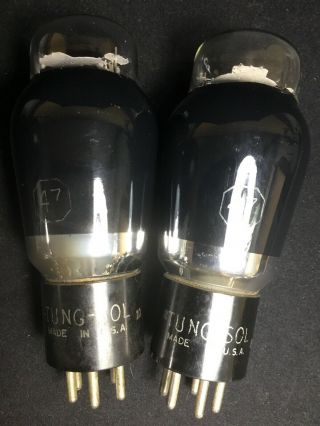 Strong Pair Tung Sol 47 Black Glass Coke Bottle Amplifier Vacuum Tubes I.  6790