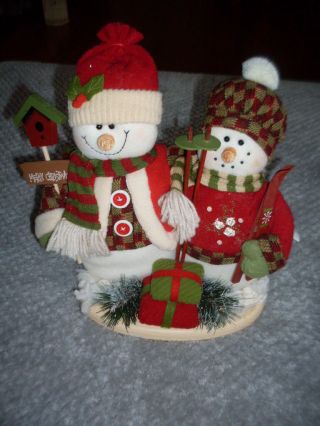 Vintage Kids Of America 14 " Christmas Cozy Winter Snowman Couple House Decor