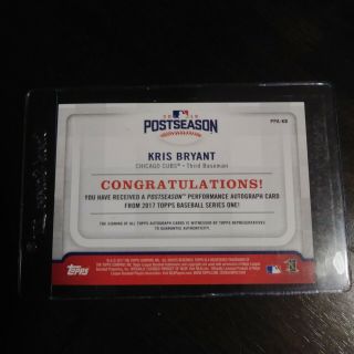 Kris Bryant 2017 Postseason 18/25 AUTO.  From pack to top - loader.  Only 1 on EBAY 2