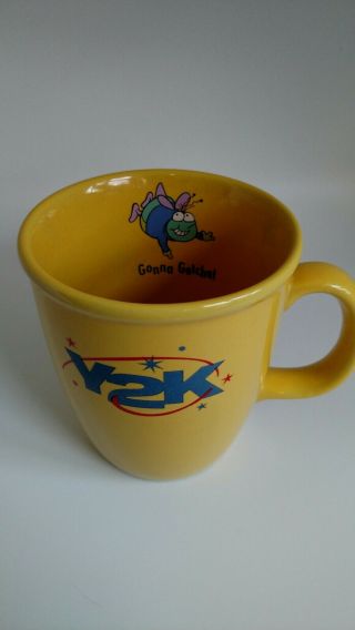 Vintage Y2k Millennium Bug Mug Gonna Getcha Virus Mug.  Yellow/red Collectible