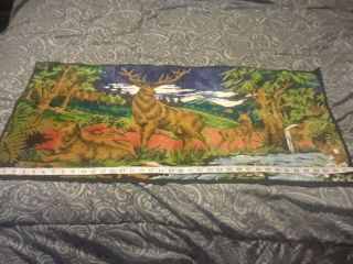 Vintage Deer Scene Tapestry Wall Hanging,  Rug.  Made In Belgium 38x19.  5