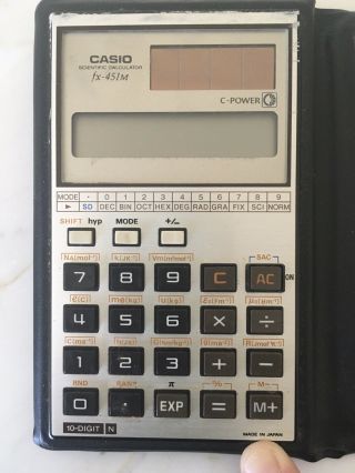 Vintage Casio fx - 451m Scientific Solar - Powered Calculator With Box 2