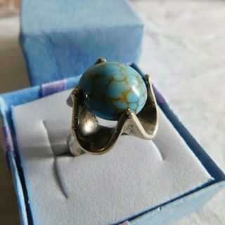 Sterling Silver Turquoise Vintage Ring Southwestern Size 5 Signed Msl Sterling