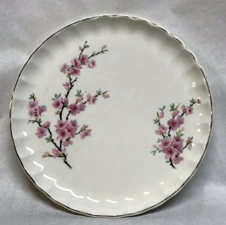 Vtg W S George Bolero Peach Blossom Pattern 9” Dinner Plate 22 Kt Gold Rimmed