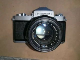 Vintage Nikomat Nikon Ft 3860159 35mm Film Slr Camera & Nikkor - S Lens F=50mm