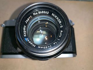 Vintage NIKOMAT NIKON FT 3860159 35mm Film SLR Camera & NIKKOR - S Lens f=50mm 2
